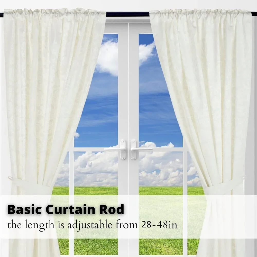 26” - 48” Heavy Duty Standard Adjustable Curtain Rod Hardware Included, Black
